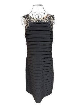 Scarlett Black Layered Sheath Dress with Lace Yoke size 12